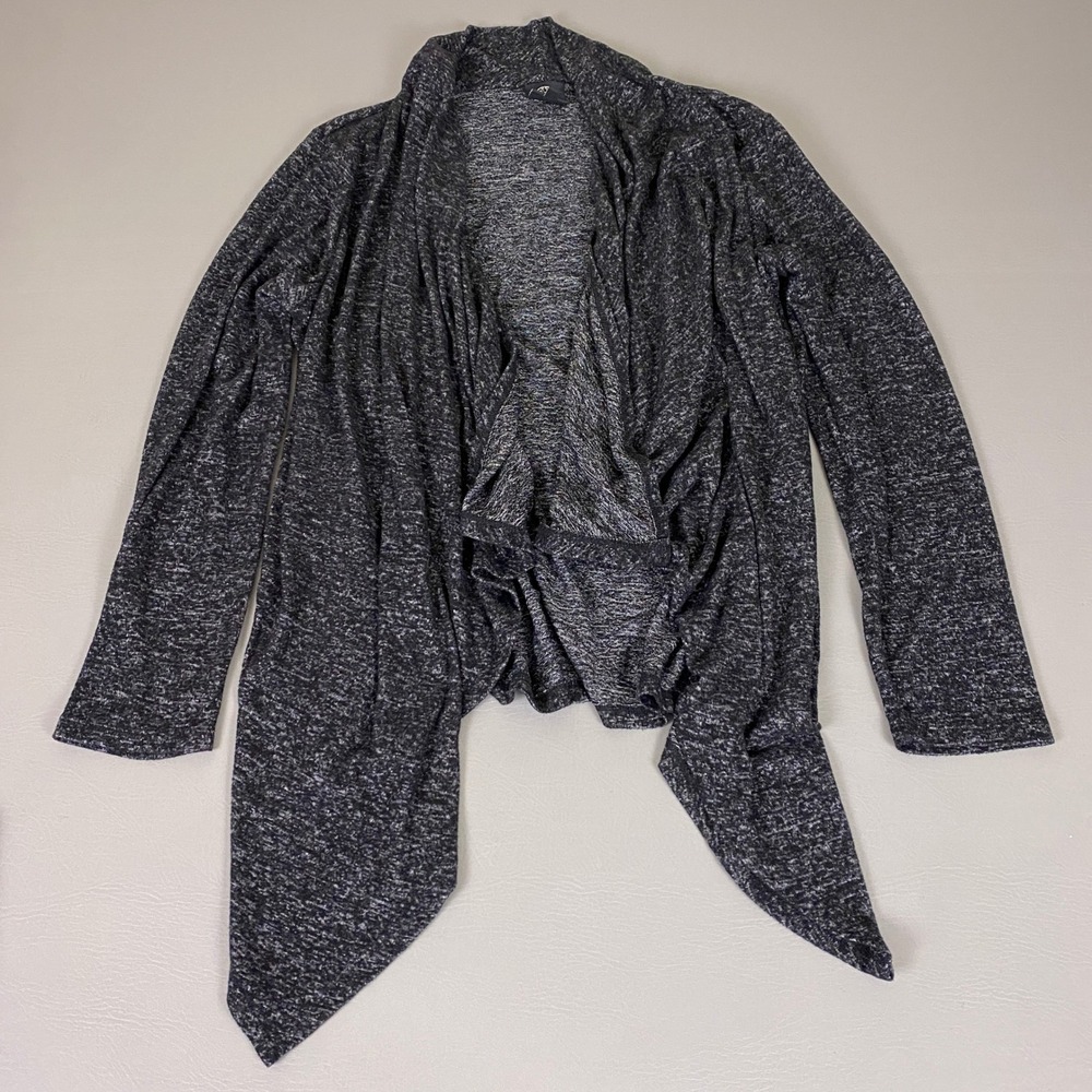 Bobeau Cardigan Top Womens Size XXL Space Dye Open Drape Black White Long Sleeve